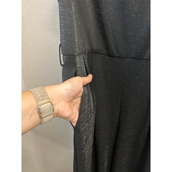 NWT Taylor Black Glitter Women’s Jersey Sleeveless Jumpsuit Pants sz 10 no sash - Picture 4 of 14